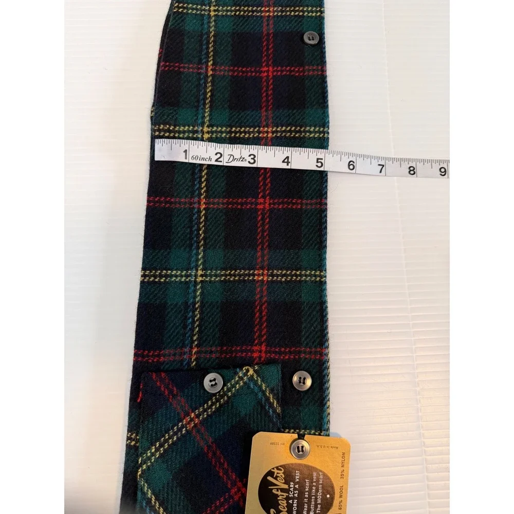 Scarf Vest Plaid Wool Blend Button‎ Front Modern Scarf Vest Unisex